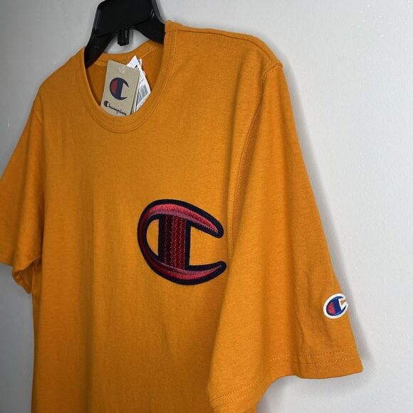 CHAMPION Mens Big-C Floss Embroidered Orange T-Shirt NEW Cotton Tee Medium M - Picture 3 of 7